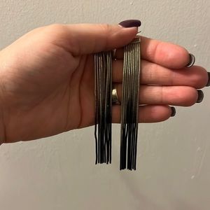 Black and silver ombre drop earrings